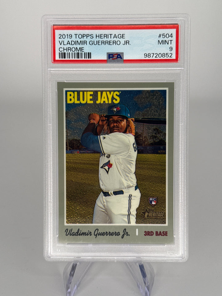 Vladimir Guerrero Jr. 2019 Topps Heritage Chrome Rookie, 607/999, PSA 9 Mint