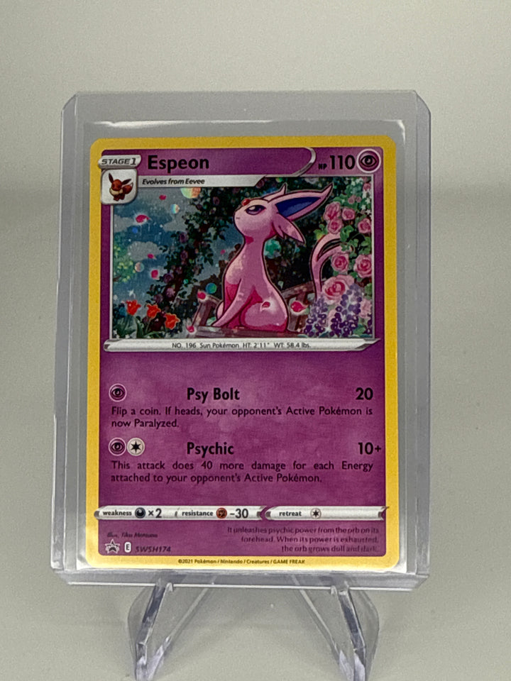 Pokemon TCG 2021 Espeon Sword & Shield Black Star Promo Holo, SWSH174