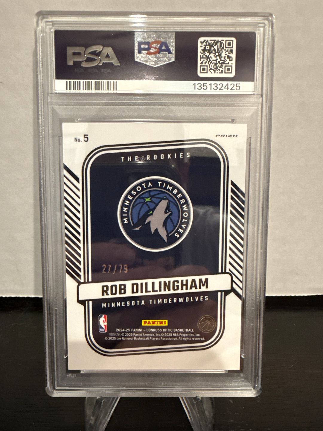 Rob Dillingham 2024 Panini Donruss Optic The Rookies Pink Velocity, 27/79, PSA 9 Mint