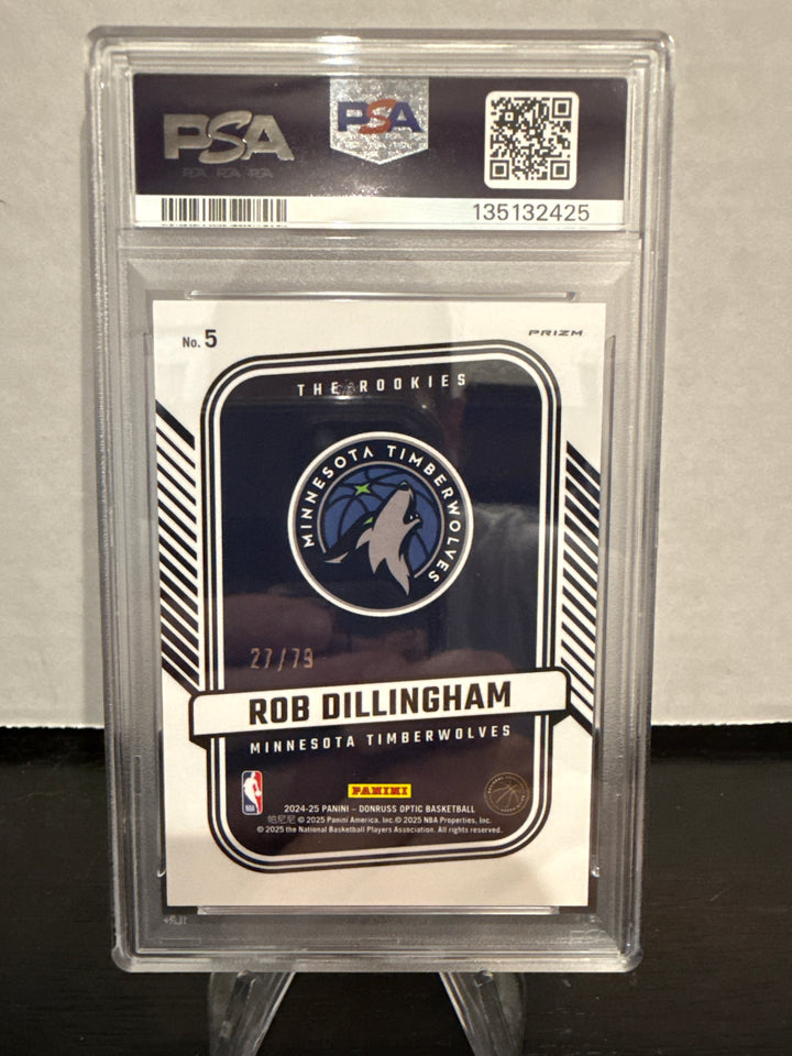 Rob Dillingham 2024 Panini Donruss Optic The Rookies Pink Velocity, 27/79, PSA 9 Mint