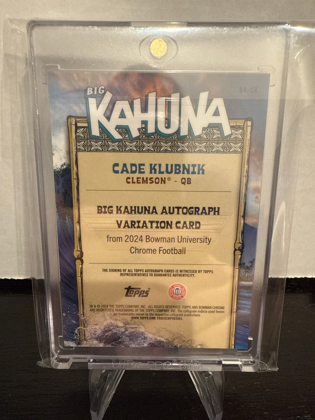Cade Klubnik 2024 Topps Bowman Chrome University Big Kahuna Auto