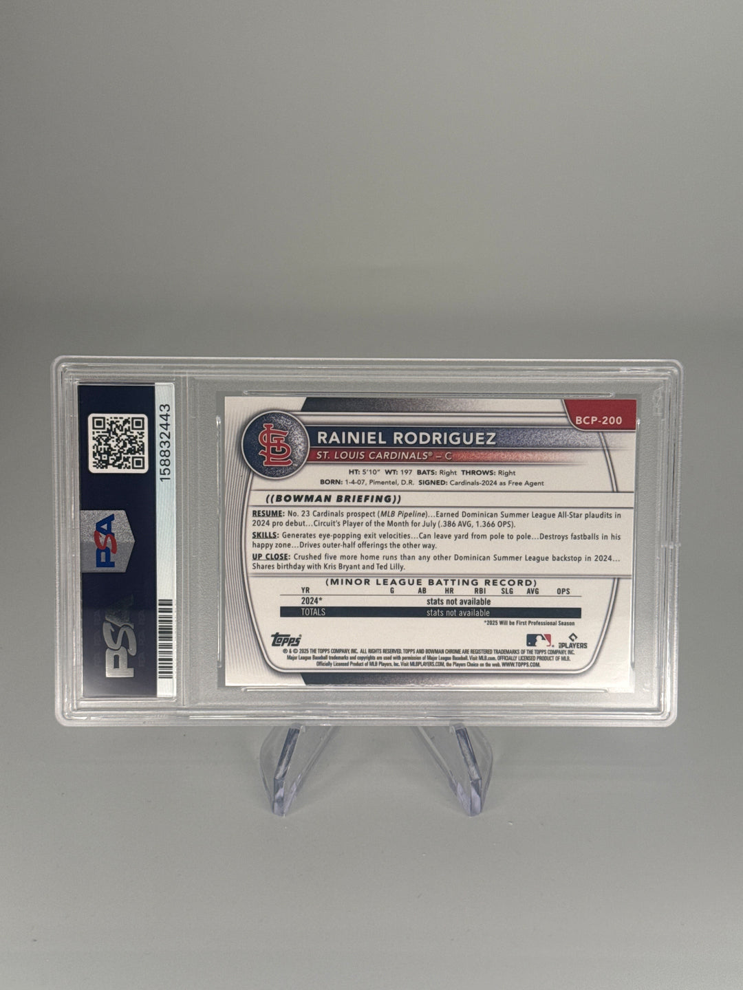 Rainiel Rodriguez 2025 Bowman Chrome Mega 1st, PSA 10 Gem Mint