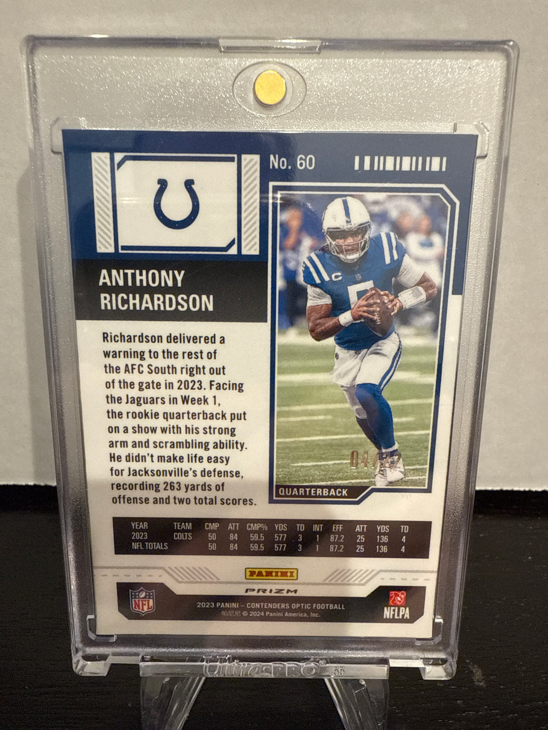 Anthony Richardson 2023 Panini Contenders Optic Cracked Ice Rookie Ticket, 04/22