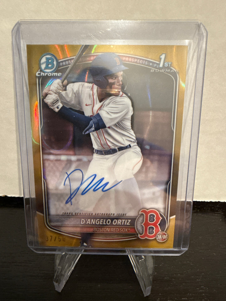 D'Angelo Ortiz 2025 Bowman Chrome Prospect 1st Auto, Gold Wave Refractor, 37/50