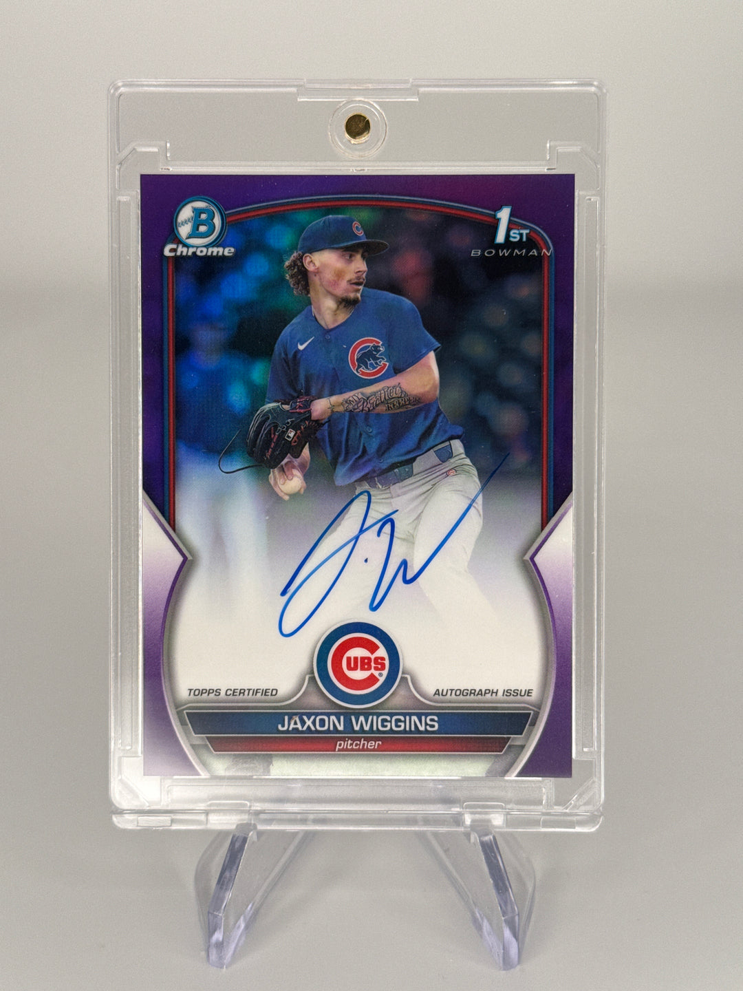 Jaxon Wiggins 2023 Bowman Chrome Purple Refractor 1st Auto, 090/250