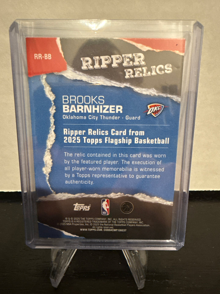 Brooks Barnhizer 2025 Topps Basketball Flagship Ripper Relics Rookie, 20/25