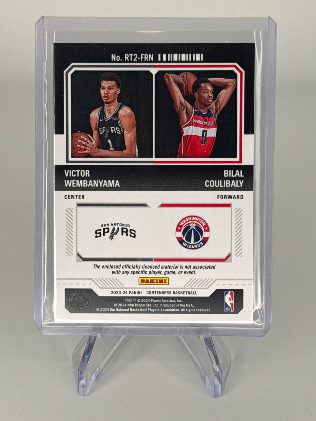 Victor Wembanyama/Bilal Coulibaly 2024 Panini Contenders Rookie Ticket Dual Relic
