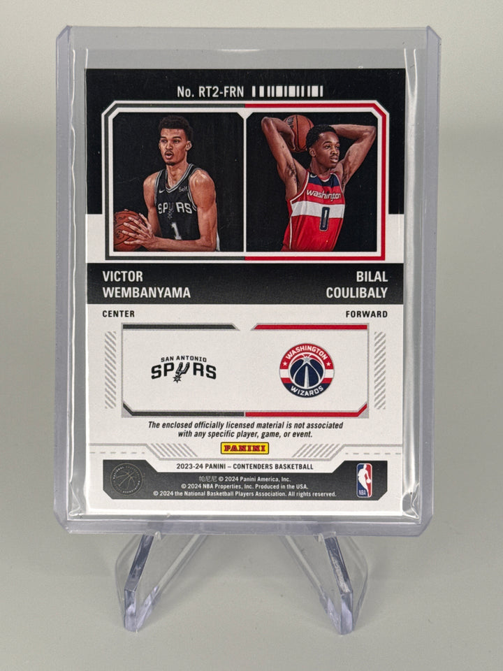 Victor Wembanyama/Bilal Coulibaly 2024 Panini Contenders Rookie Ticket Dual Relic