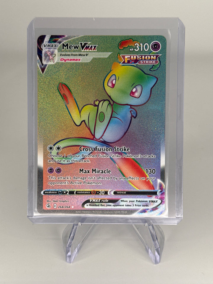 Pokemon TCG 2021 Mew VMax Fusion Strike Rainbow Rare Full Art, 268/264
