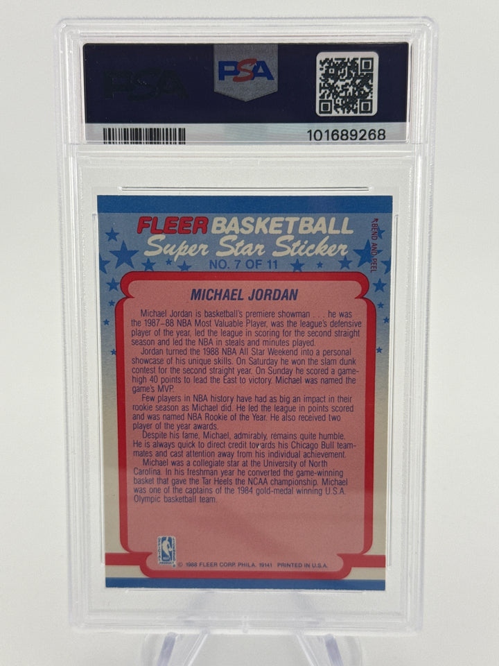 Michael Jordan 1988 Fleer Sticker, PSA 7