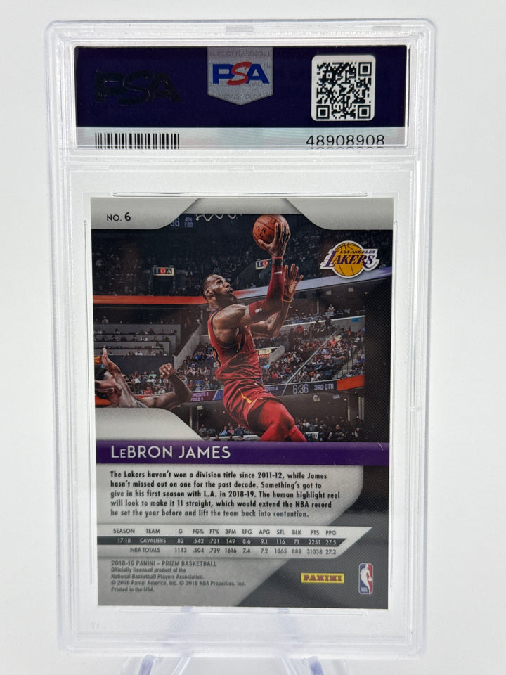 Lebron James 2018 Panini Prizm, PSA 10 Gem Mint