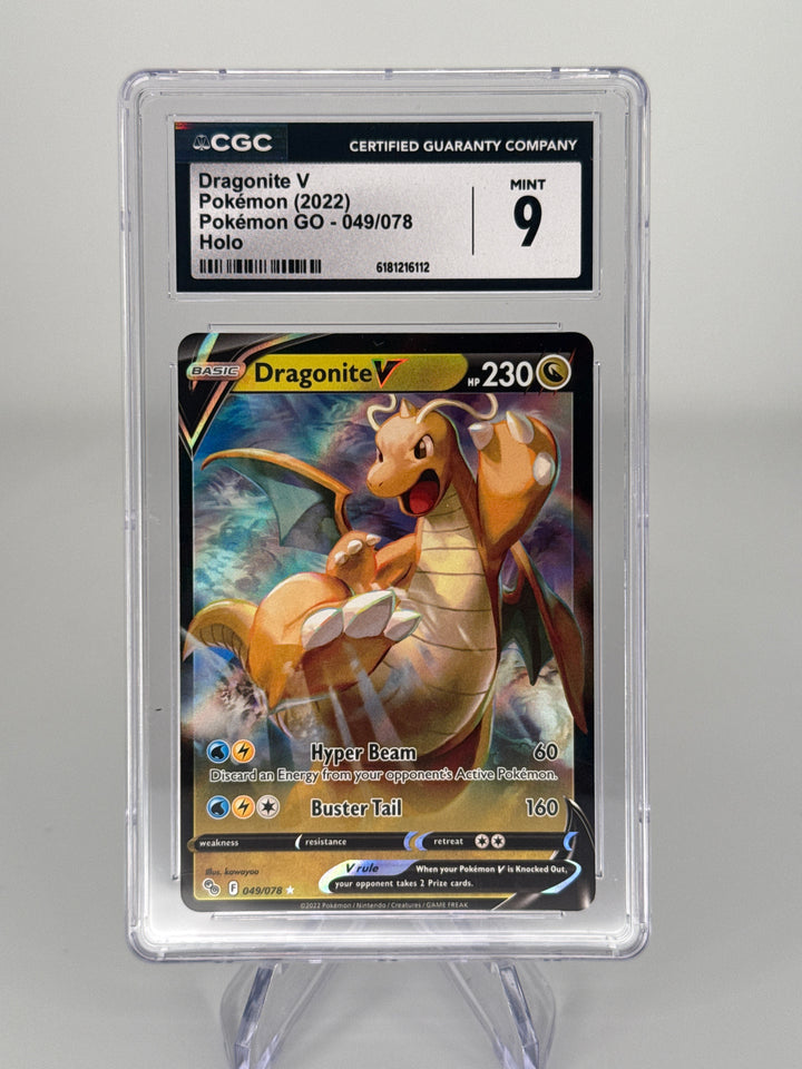 Pokemon TCG 2022 Dragonite V Pokemon Go Holo, 049/078, CGC 9 Mint