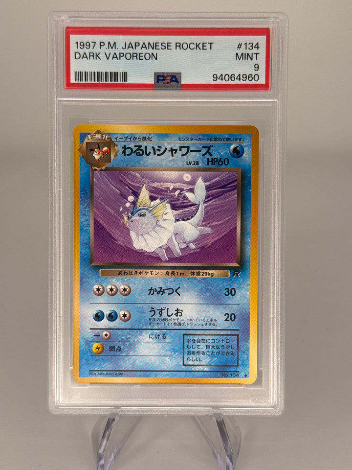 Pokémon TCG 1997 Japanese Dark Vaporeon Team Rocket, 134, PSA 9 Mint