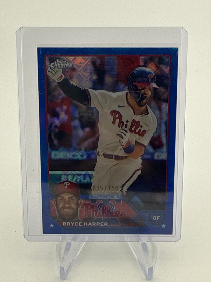Bryce Harper 2023 Topps Chrome Logofractor Blue Refractor, 035/150