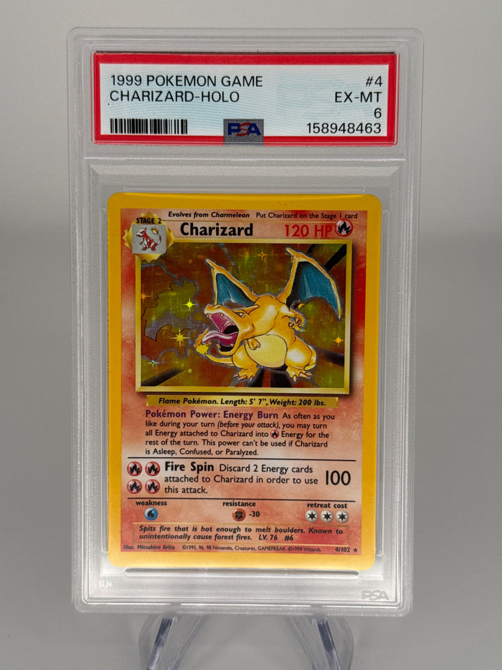 Pokemon TCG 1999 Charizard Holo, 4/102, PSA 6