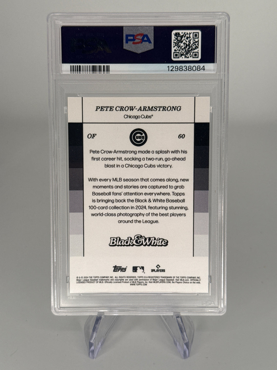 Pete Crow Armstrong 2024 Topps Black & White Rookie, PSA 10 Gem Mint