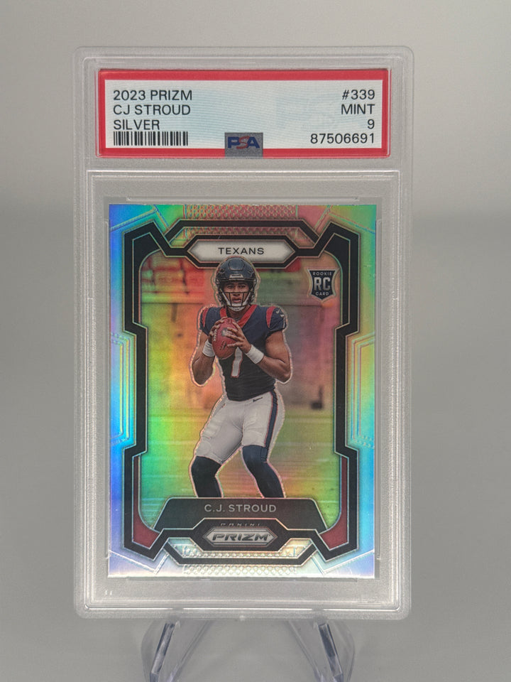CJ Stroud 2023 Panini Prizm Silver Prizm Rookie, PSA 9 Mint