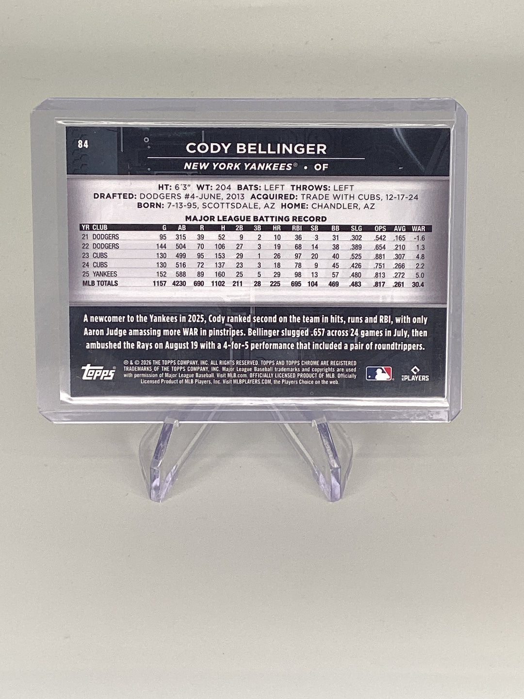 Cody Bellinger 2026 Topps Chrome Black Red, 4/5
