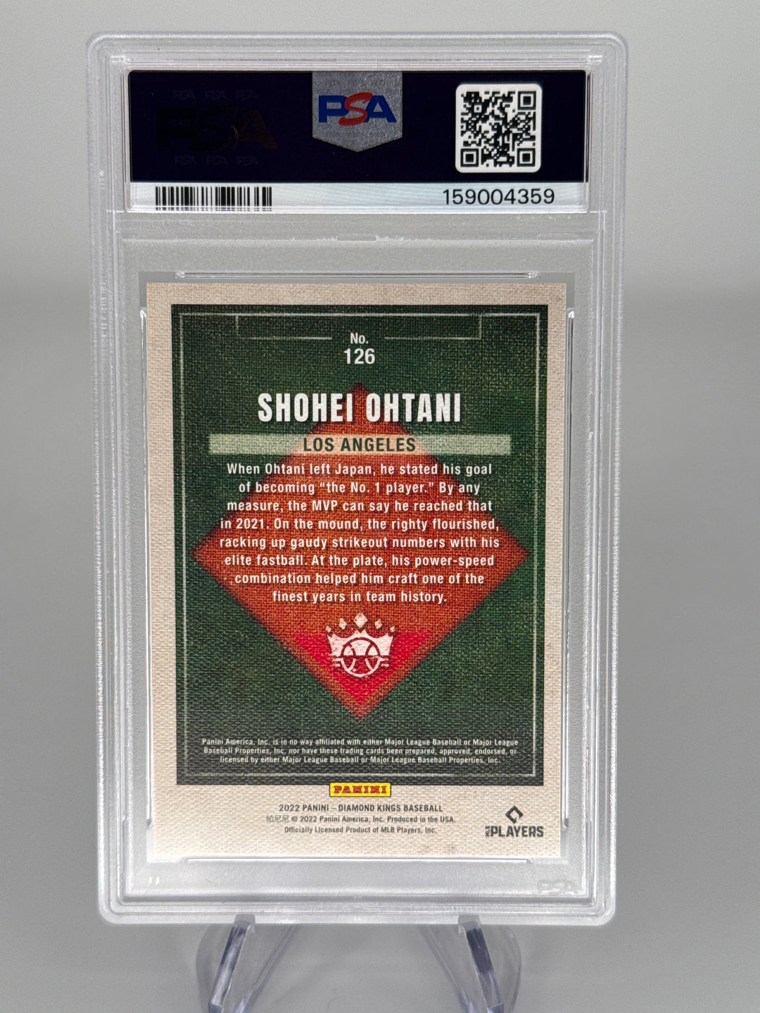 Shohei Ohtani 2022 Panini Diamond Kings Artist Proof Blue, PSA 10 Gem Mint