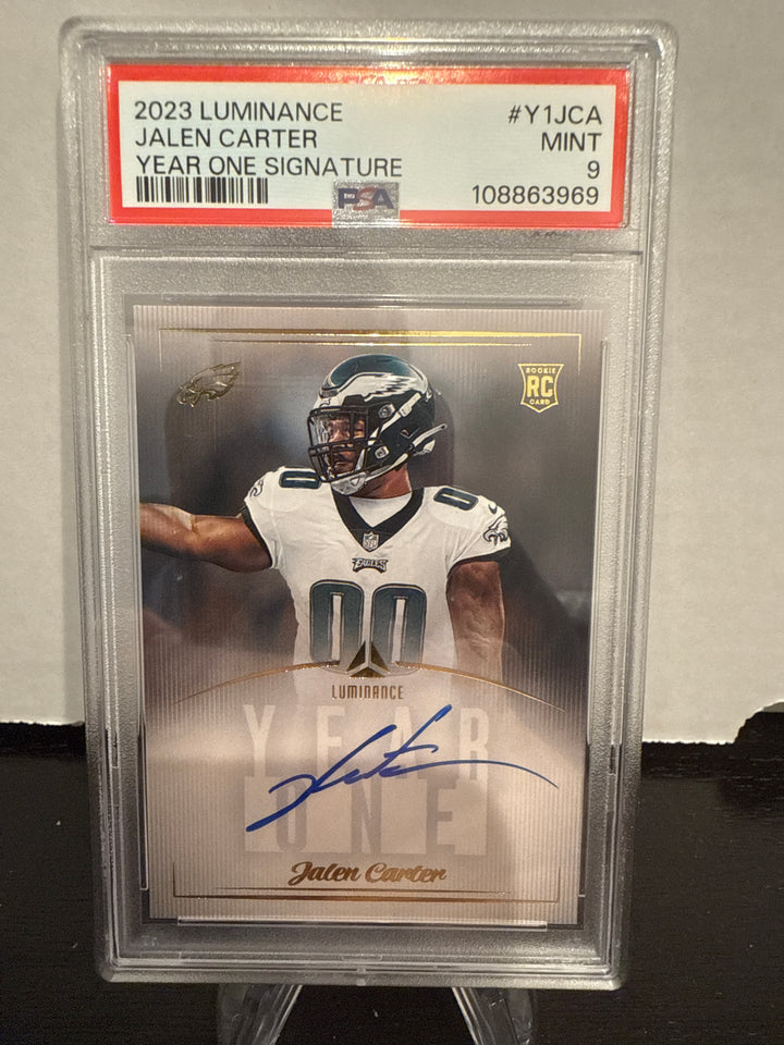 Jalen Carter 2023 Panini Luminance Year One Signature Rookie Auto, PSA 9 Mint