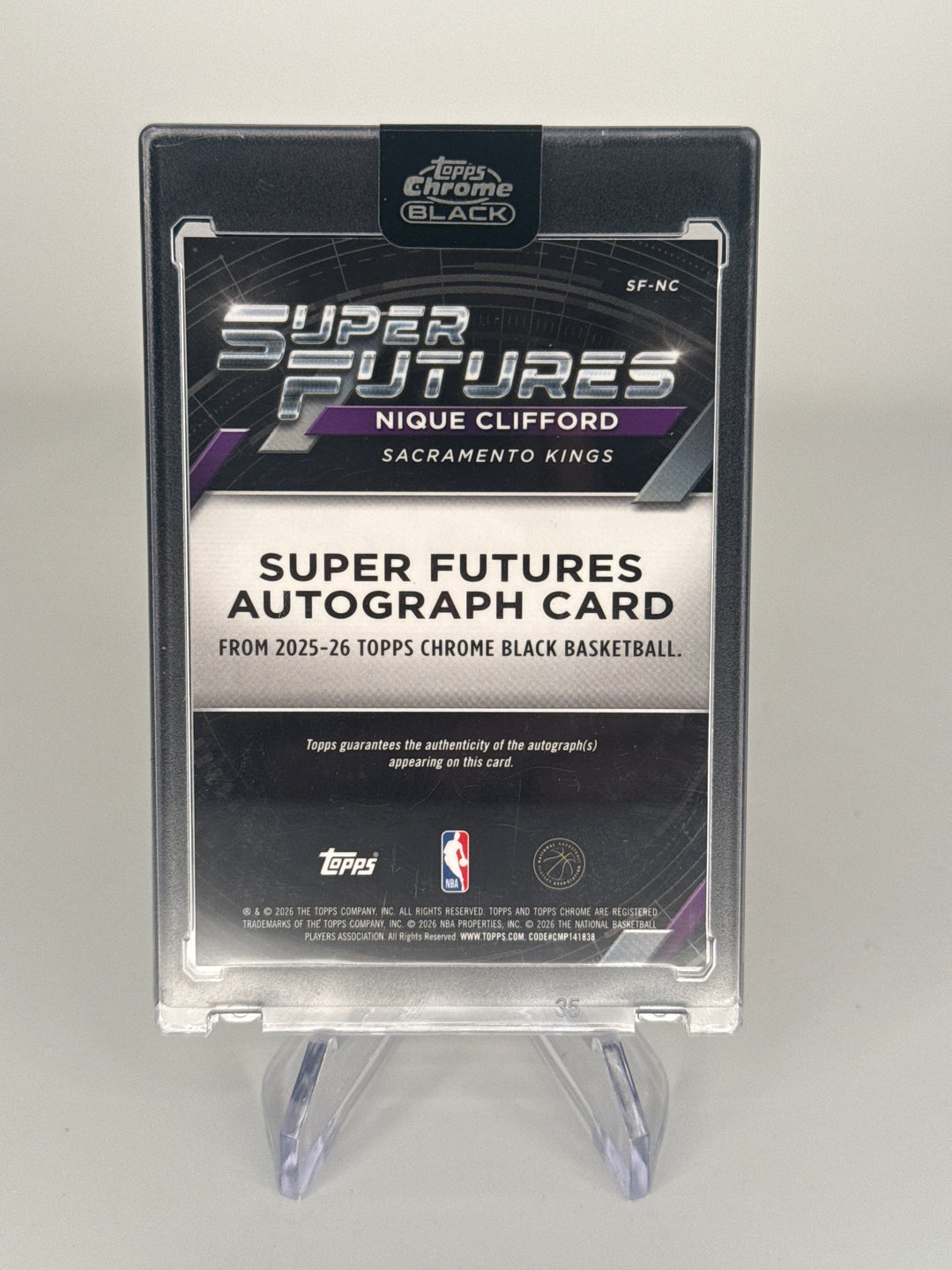Nique Clifford 2026 Topps Chrome Black Super Futures Red Refractor Rookie Auto, 3/5