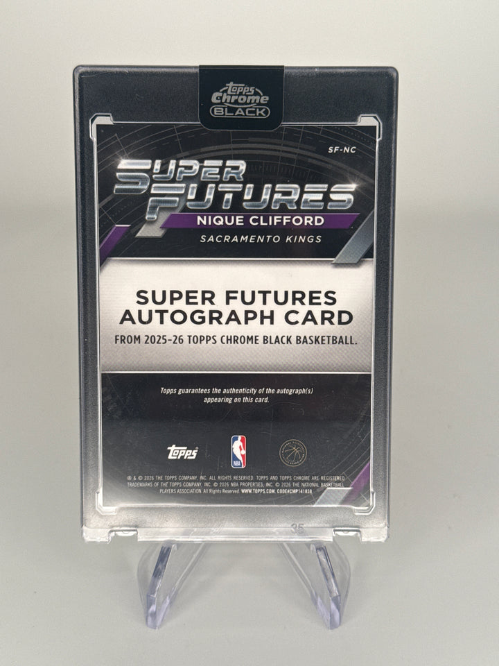 Nique Clifford 2026 Topps Chrome Black Super Futures Red Refractor Rookie Auto, 3/5