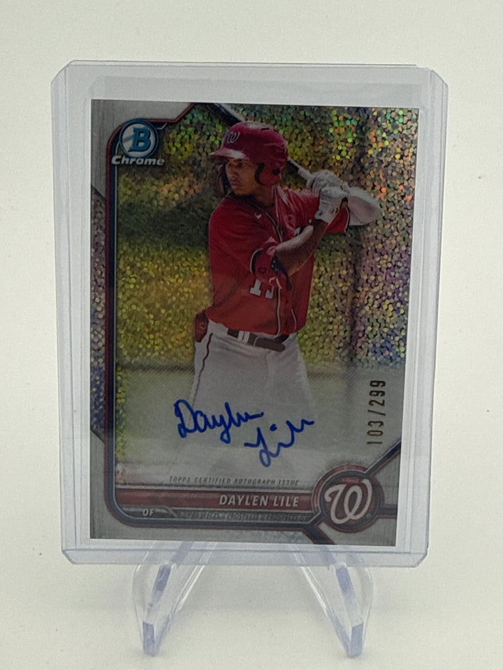 Daylen Lile 2022 Bowman Chrome Sparkle Refractor 1st Auto, 103/299