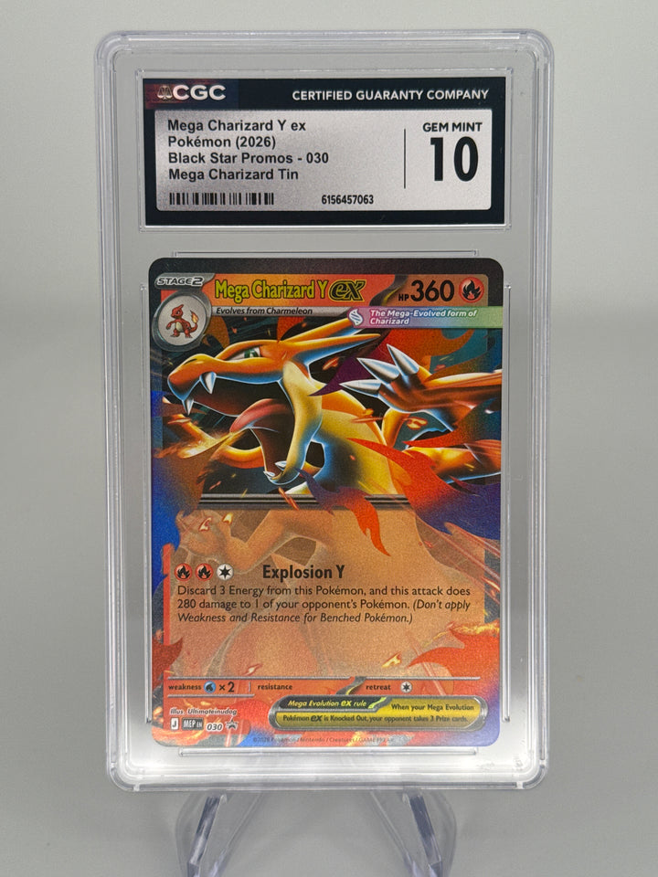Pokemon TCG 2026 Mega Charizard Y Ex Black Star Promo Mega Charizard Tin, 030, CGC 10 Gem Mint