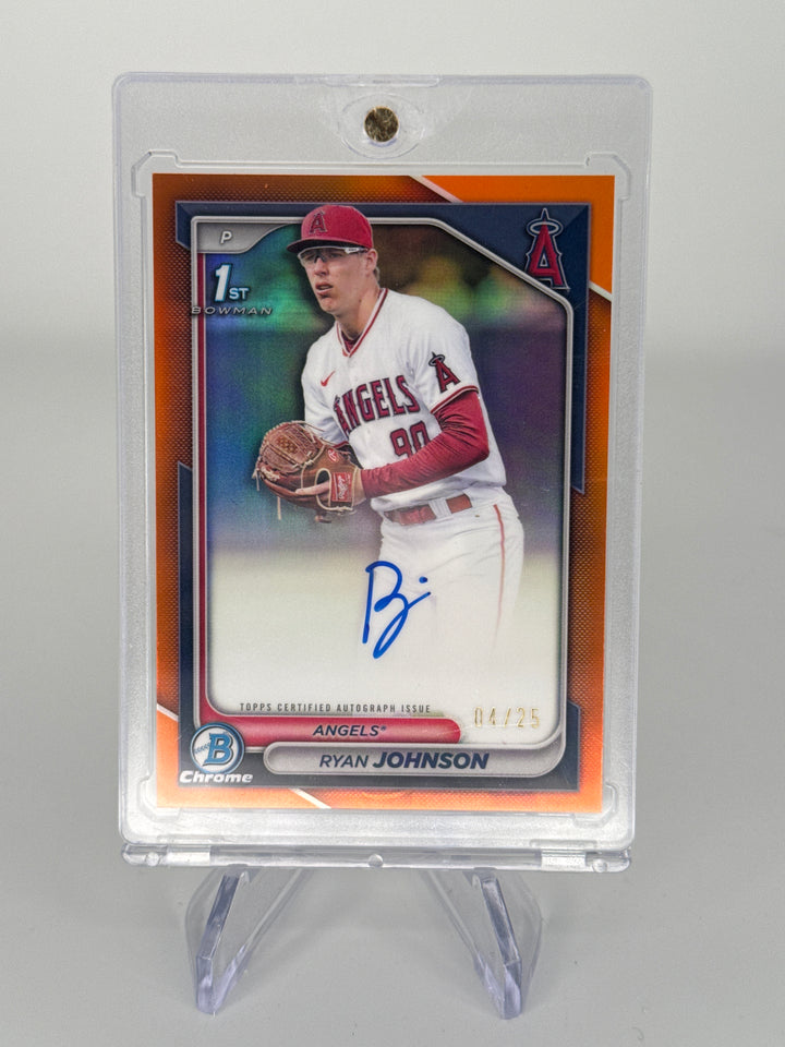 Ryan Johnson 2024 Bowman Chrome 1st Bowman Orange Refractor Auto, 04/25