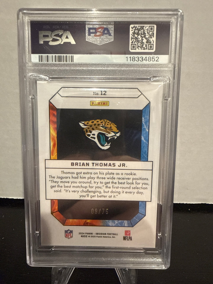Brian Thomas Jr. 2024 Panini Obsidian Fire & Ice Red Rookie, 09/75, PSA 9 Mint