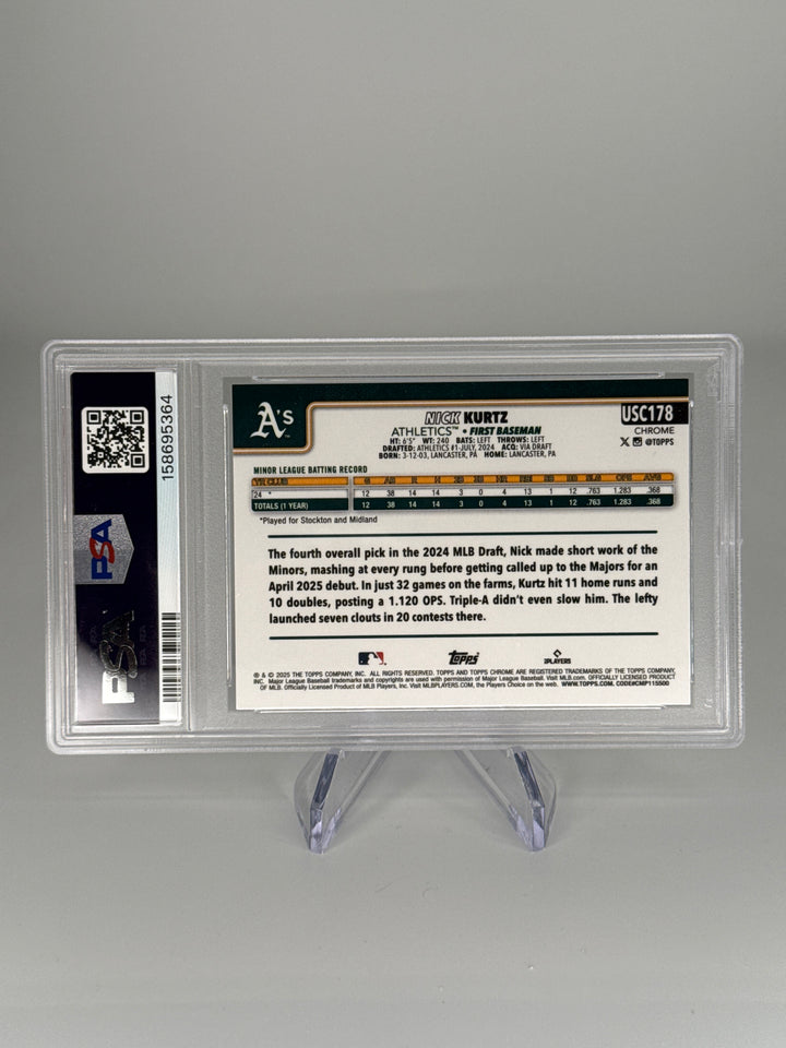 Nick Kurtz 2025 Topps Chrome Update Aqua Refractor Rookie, 161/199, PSA 9 Mint