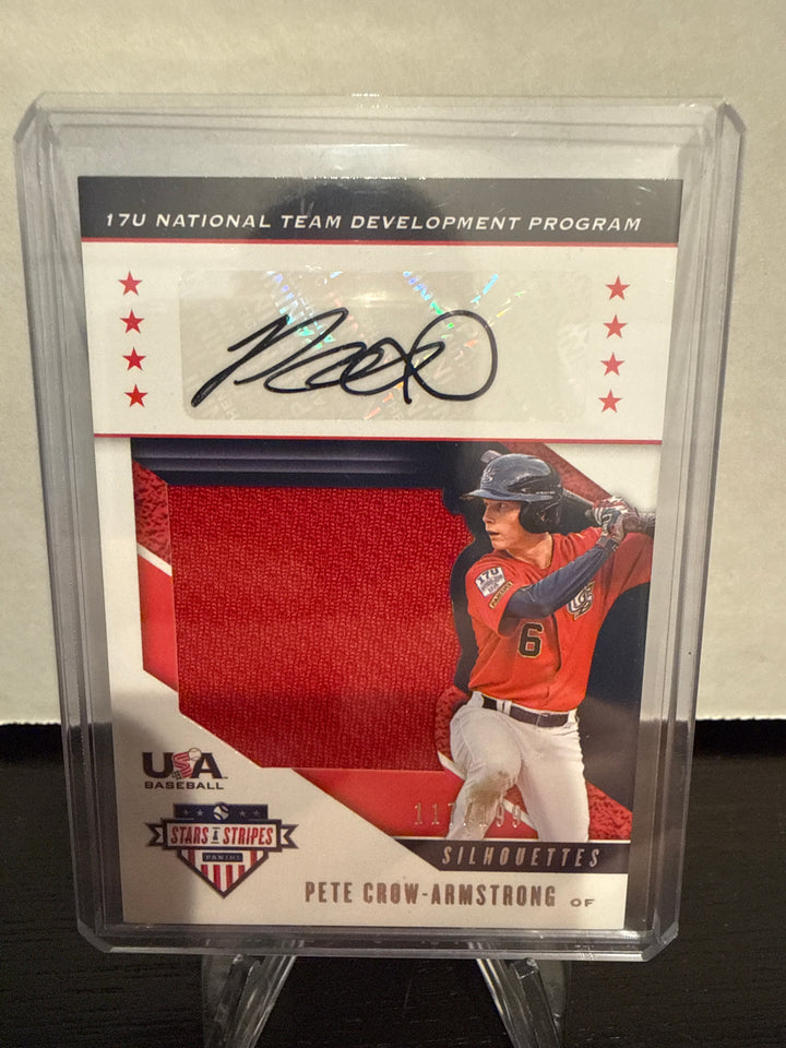 Pete Crow-Armstrong 2019 Panini USA Stars & Stripes Silhouettes Patch Auto, 117/199