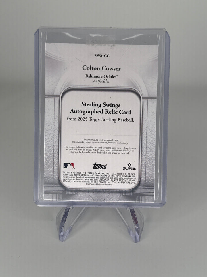 Colton Cowser 2025 Topps Sterling Rookie Dual Patch Auto, 20/25