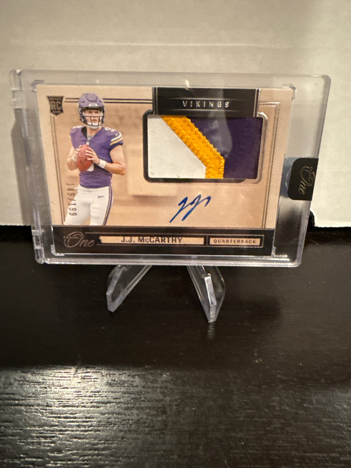 JJ McCarthy 2024 Panini One Rookie Patch Auto, 149/199