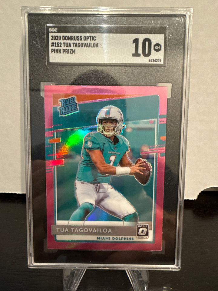 Tua Tagovailoa 2020 Panini Donruss Optic Pink Prizm Rated Rookie Card, SGC 10 Gem Mint