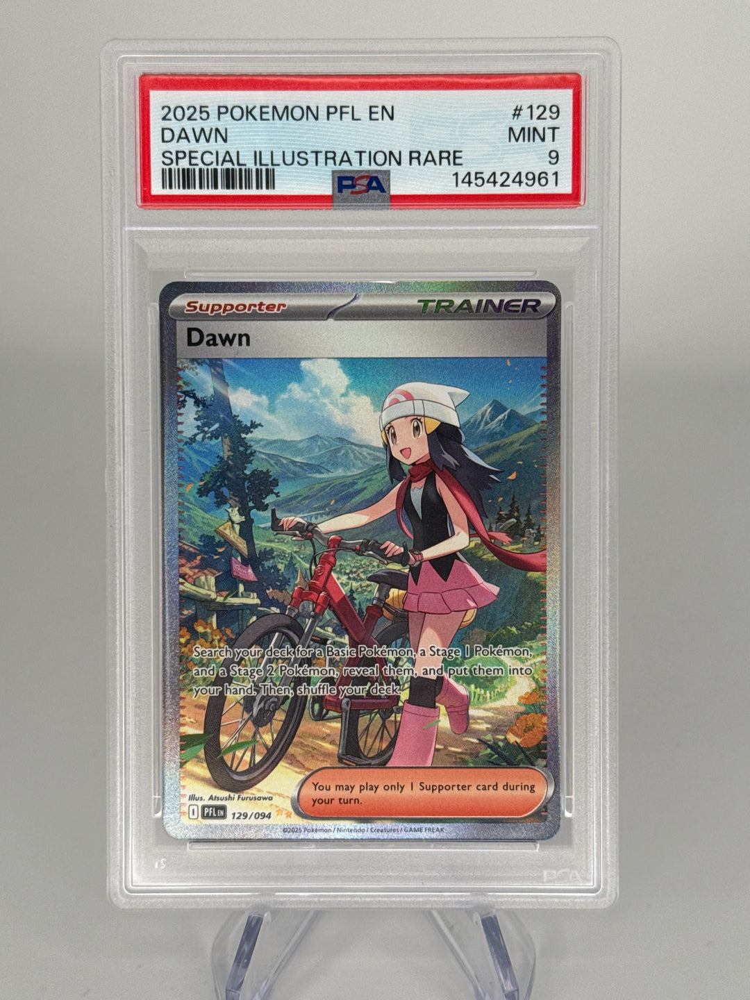 Pokemon TCG 2025 Dawn Phantasmal Flames Special Illustration Rare Trainer, 129/094, PSA 9 Mint