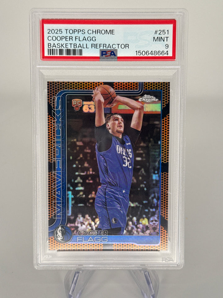 Cooper Flagg 2025 Topps Basketball Basketball Refractor Rookie, PSA 9 Mint