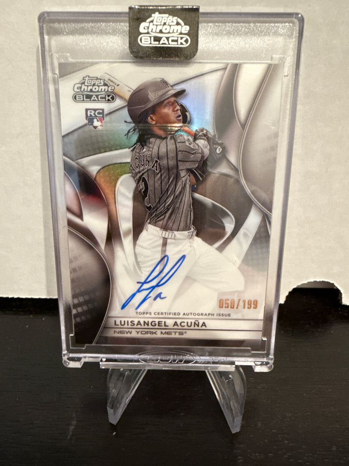 Luisangel Acuna 2025 Topps Chrome Black Rookie Auto, 050/199