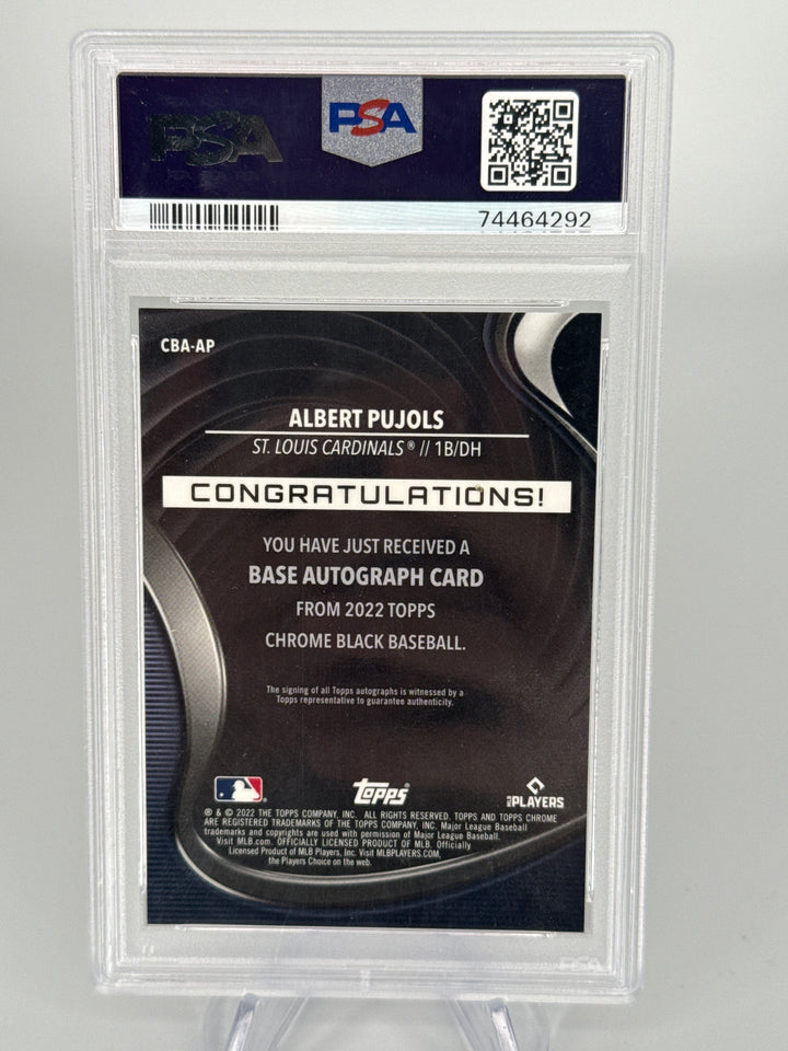 Albert Pujols 2022 Topps Chrome Black Auto, PSA 10 Gem Mint