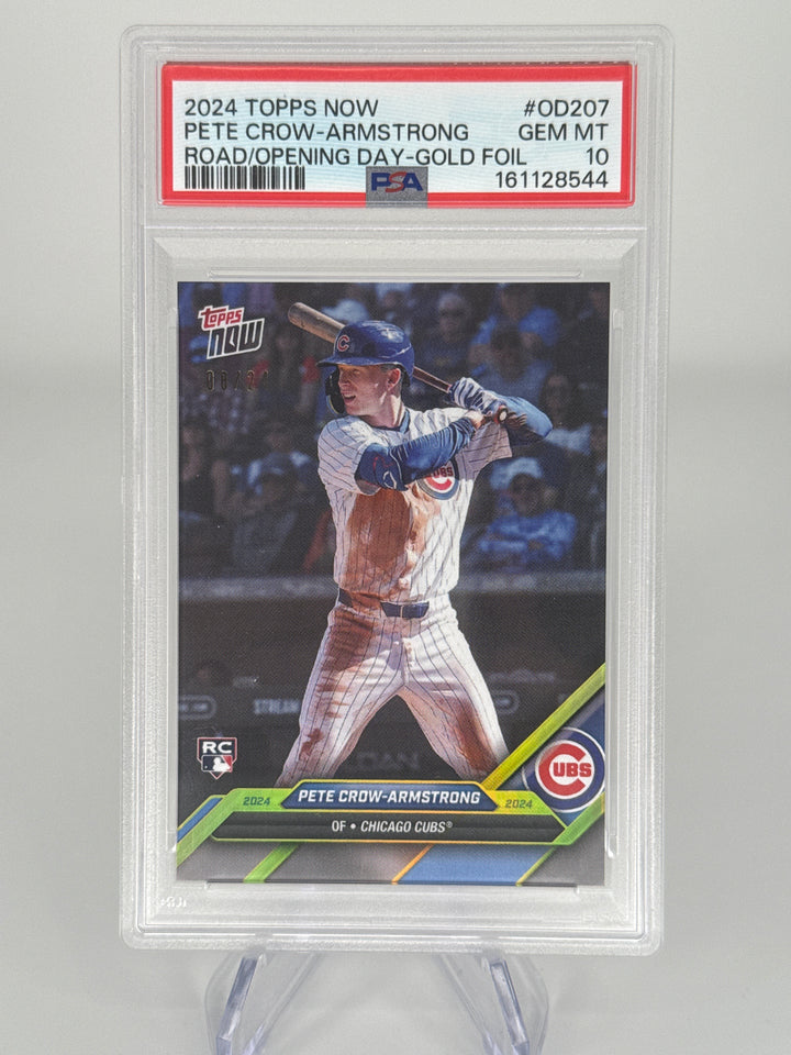 Pete Crow-Armstrong 2024 Topps Now Opening Day Gold Foil Rookie, 08/24, PSA 10 Gem Mint