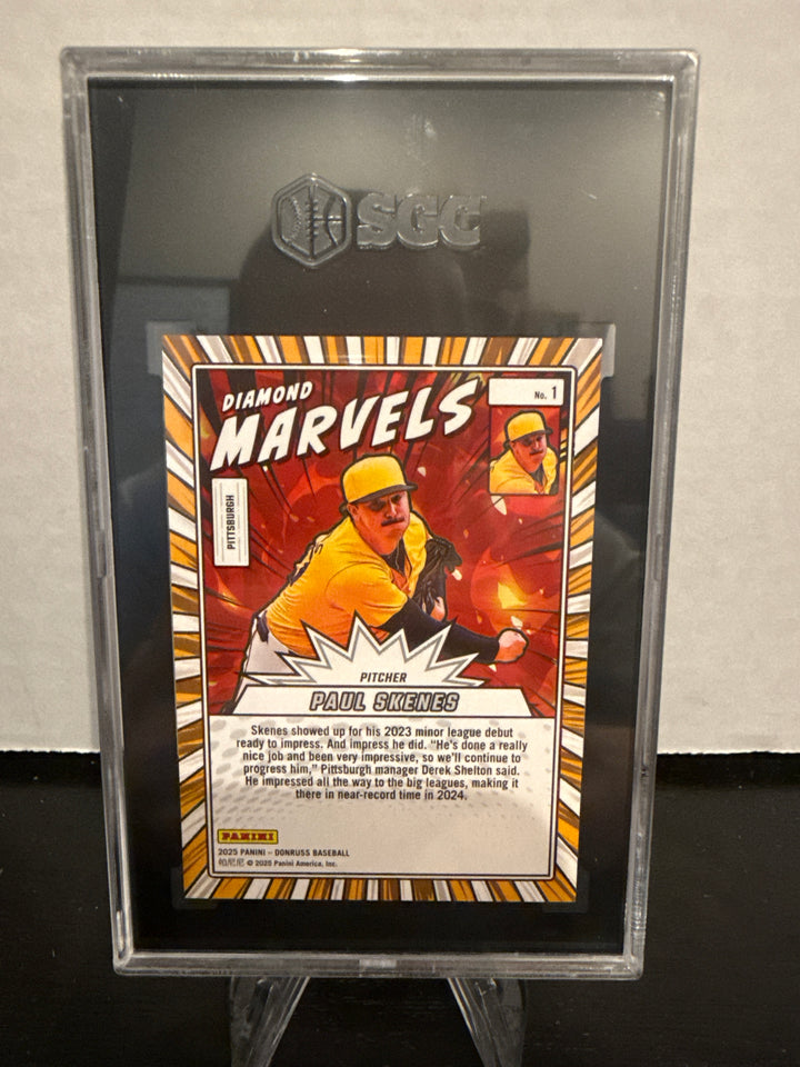 Paul Skenes 2025 Panini Donruss Diamond Marvels Green Laser, SGC 10 Gem Mint