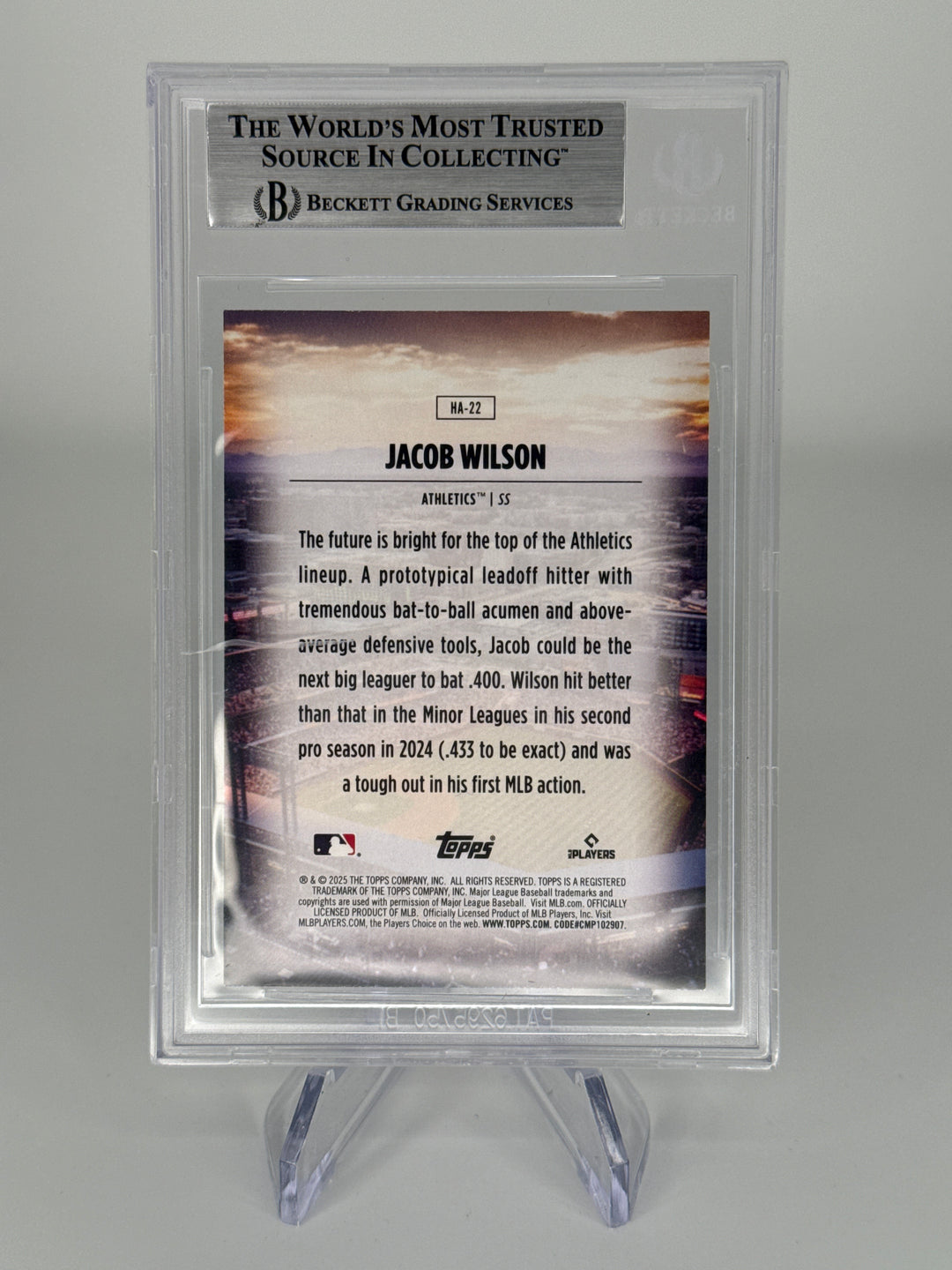 Jacob Wilson 2025 Topps Series 2 Home Field Advantage SP Rookie, BGS 9 Mint