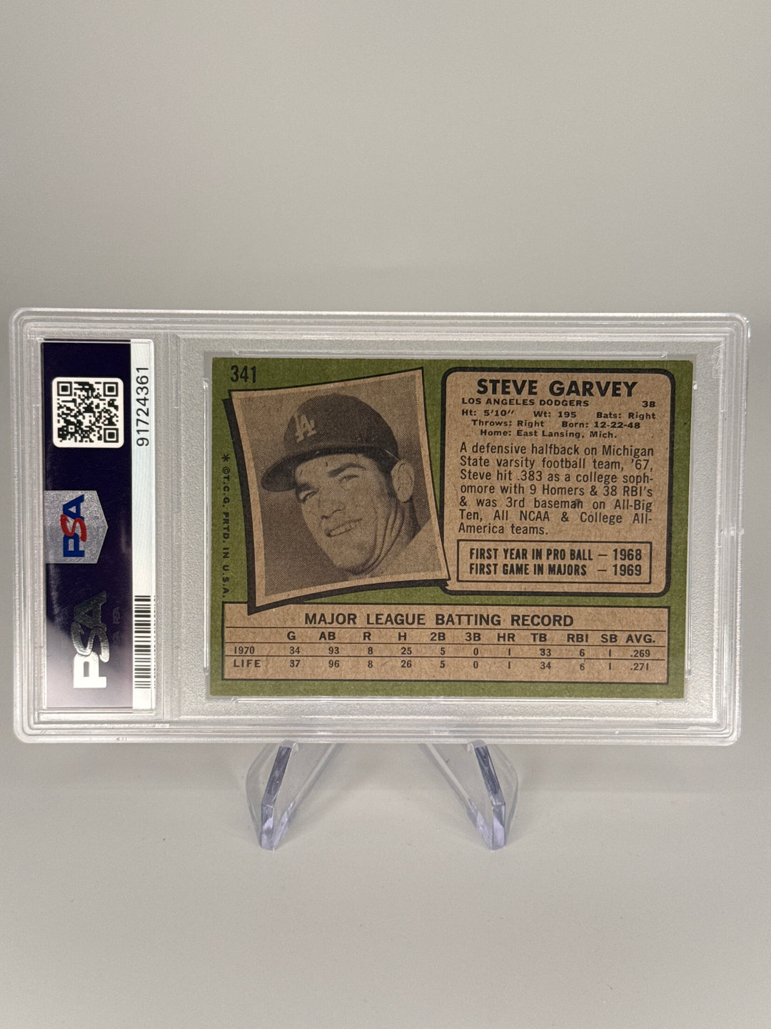 Steve Garvey 1971 Topps Rookie, PSA 6