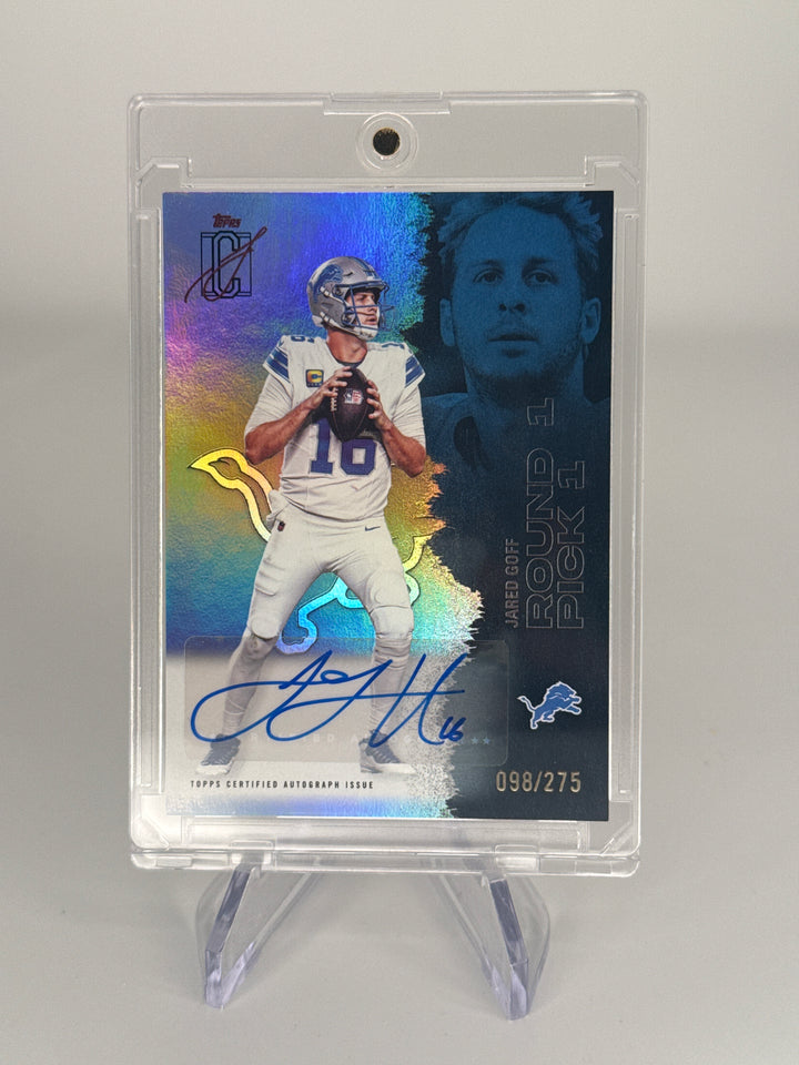 Jared Goff 2025 Topps Signature Class Silver Foil Auto, 098/275