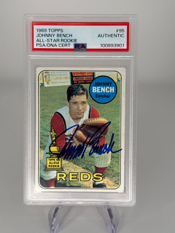 Johnny Bench 1969 Topps All-Star Rookie, PSA Authentic Auto