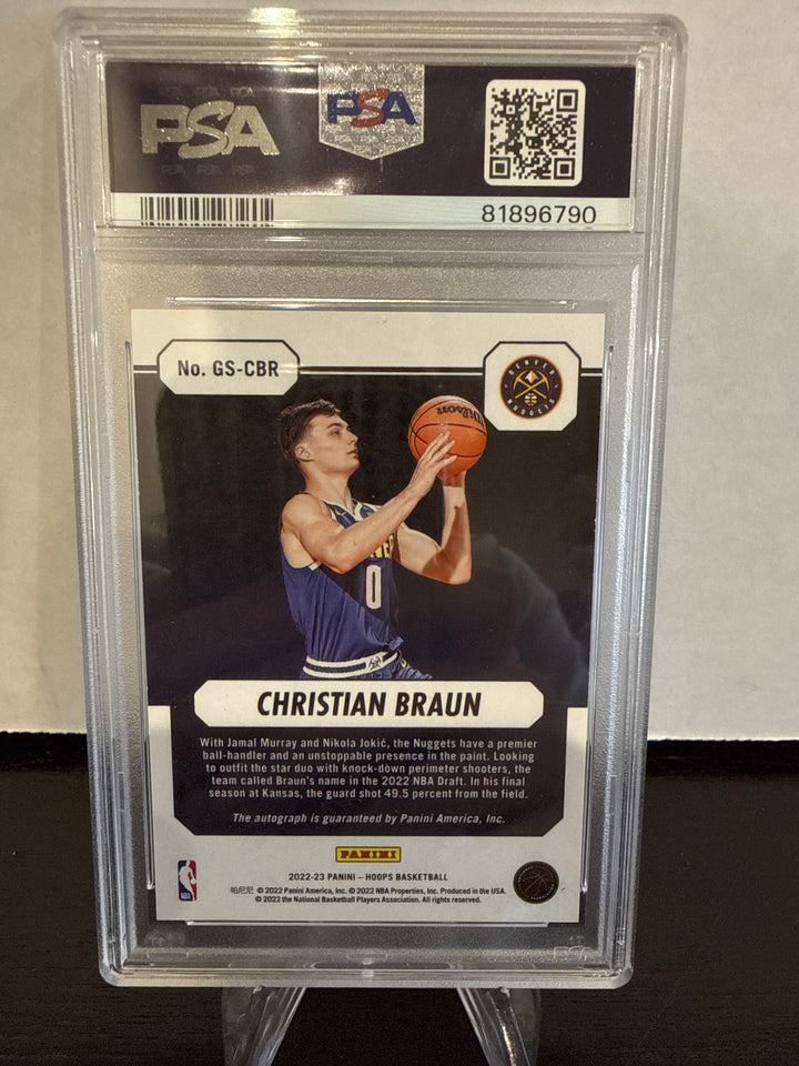 Christian Braun 2022 Panini NBA Hoops Great Significance Rookie Auto, PSA 10 Gem Mint