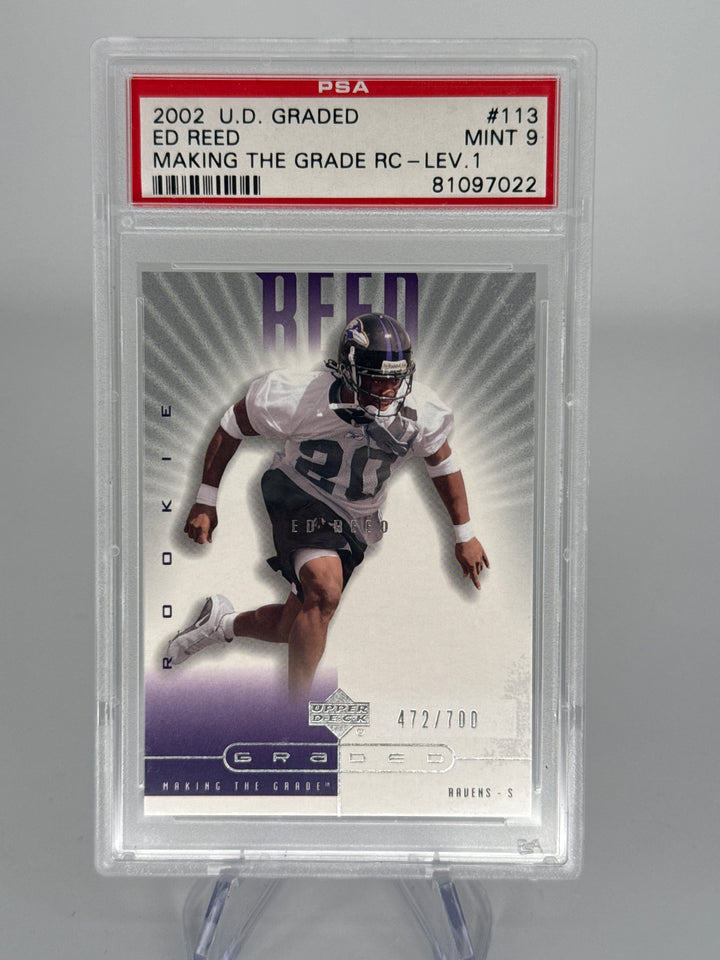 Ed Reed 2002 Upper Deck Graded Making The Grade Rookie Level 1, 472/700, PSA 9 Mint