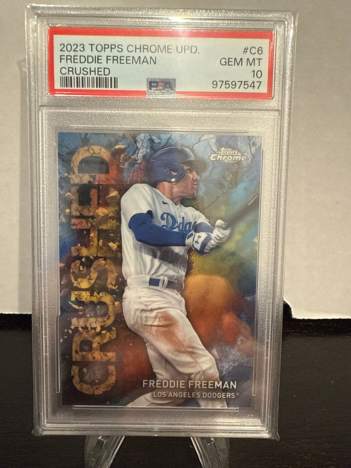 Freddie Freeman 2023 Topps Chrome Update Crushed, PSA 10 Gem Mint