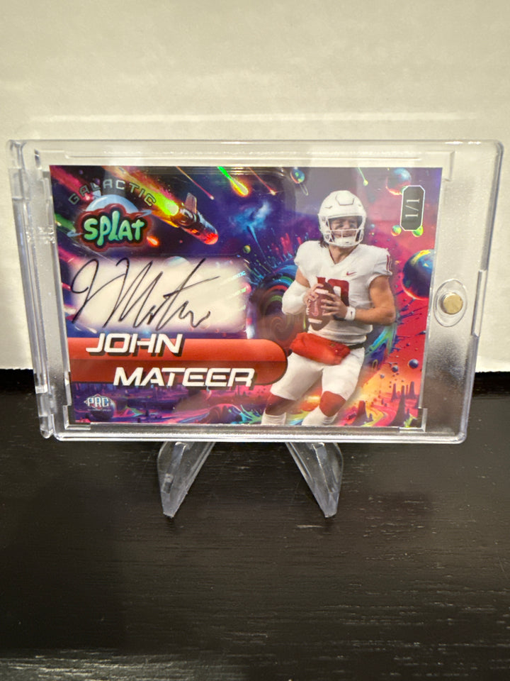 John Mateer 2025 Wild Card Chrome Galactic Splat 1/1 Rookie Auto