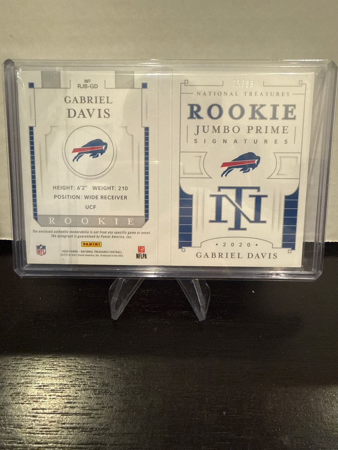 Gabriel Davis 2020 Panini National Treasures Rookie Jumbo Prime Relic Auto Booklet, 75/99